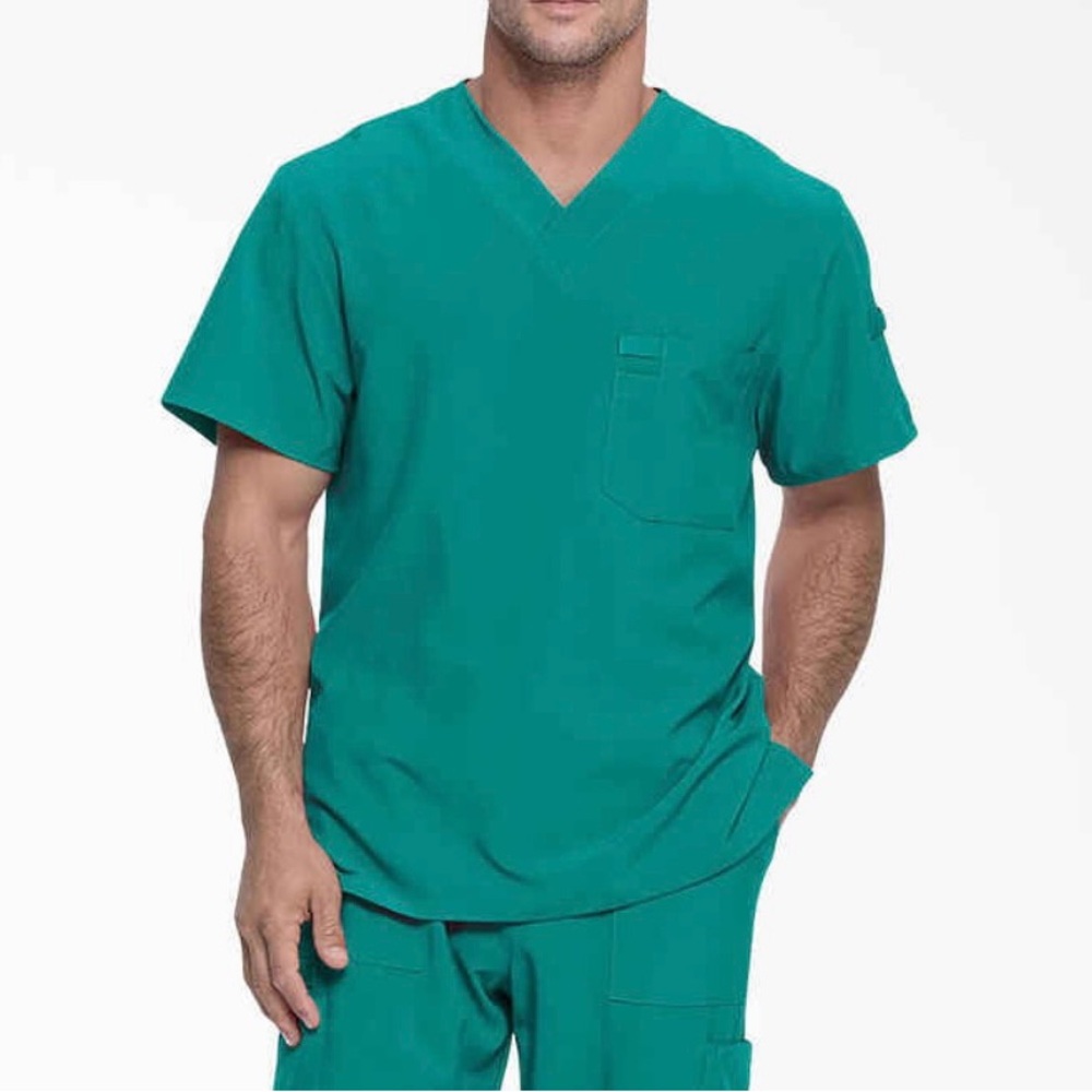 Dickies 2XL Teal Men’s V-Neck Scrub Top